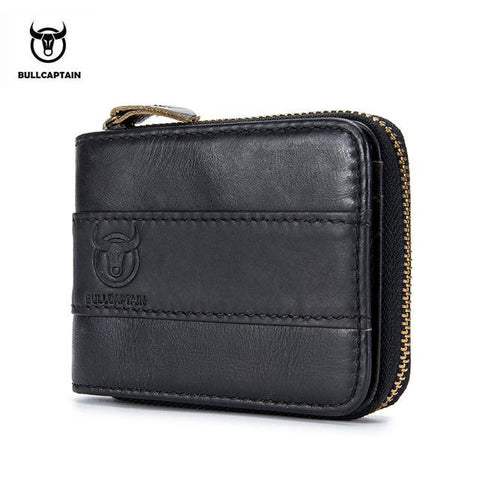 BULLCAPTAIN 2017 New Arrival Mens Wallet Cowhide Coin Purse Slim RFID Carteira Designer Brand Wallet clutch leather wallet 025