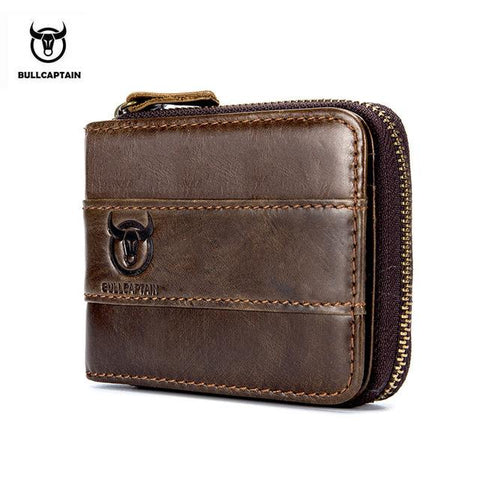 BULLCAPTAIN 2017 New Arrival Mens Wallet Cowhide Coin Purse Slim RFID Carteira Designer Brand Wallet clutch leather wallet 025