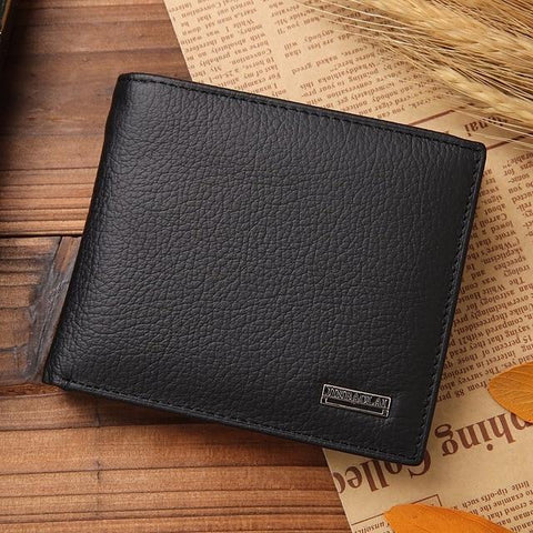 Luxury 100% Genuine Leather Wallet Fashion Short Bifold Men Wallet Casual Soild Men Wallets With Coin Pocket Purses Male Wallets