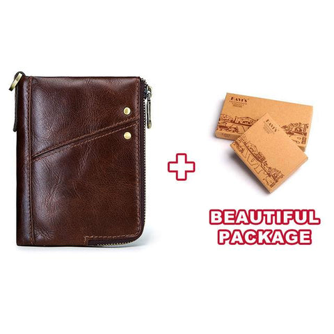 KAVIS Rfid 100% Genuine Crazy Horse Leather Wallet Men Small Walet Portomonee Male Cuzdan Short Coin Purse PORTFOLIO Card Holder