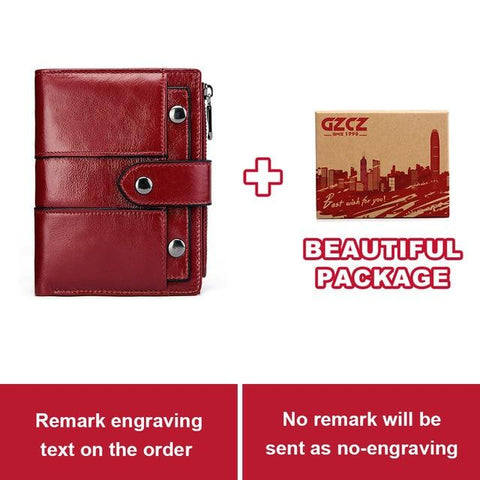 GZCZ Wallet Female Genuine Leather Women Purse Fashion Hasp Small Wallets Photo Holder Clamp For Money Money Bag Free Engraving