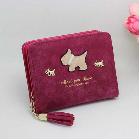 Mp New Cartoon Wallets Women Graffiti Dog Purse Tassel Bags Hasp Zipper Animal Wallet for Women Card Holder Ladies Coin Purse