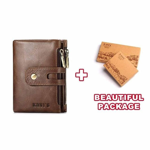 KAVIS Free Engraving Name Genuine Leather Wallet Men PORTFOLIO Gift Male Cudan Portomonee Perse Coin Purse Pocket Money Bag