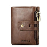 KAVIS Free Engraving Name Genuine Leather Wallet Men PORTFOLIO Gift Male Cudan Portomonee Perse Coin Purse Pocket Money Bag