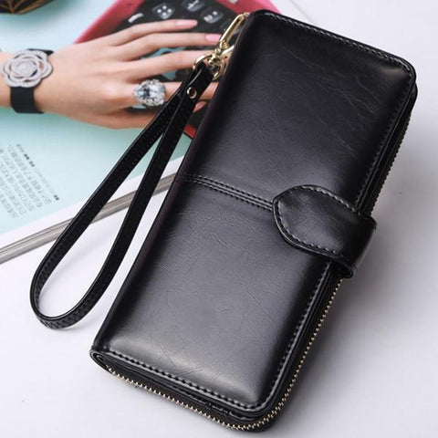 Solid Colour Zipper Wallet