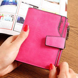 Fashion Simple Women Solid Color Purse Girls Short PU Material Wallet Coin Card Holder Purse Female Scrub Money Bag Zipper Bag