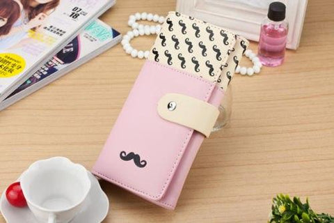 1pcs Hot Sale Moustache Long Design Pu Leather Women Wallets Hasp Purse Handbags