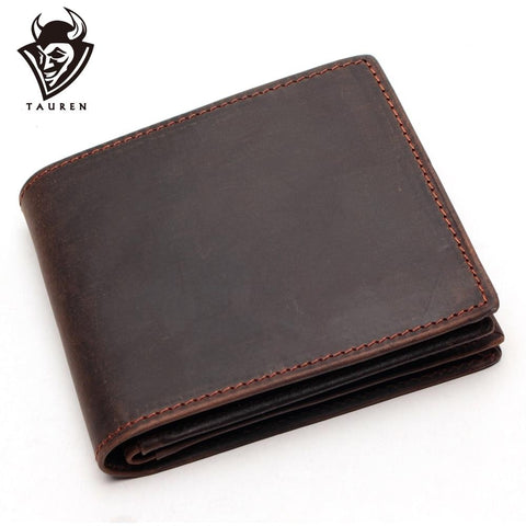 RFID Blocking Men Wallets Vintage Cow Genuine Leather Wallet Male Handmade Custom Dollar Price Coin Purse Short Wallet Carteira